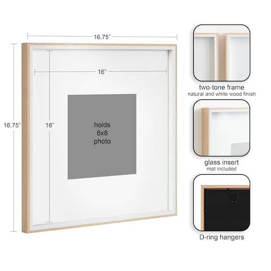 Kate and Laurel Gibson 16" x 16" Photo Frames 8" x 8" with Mat